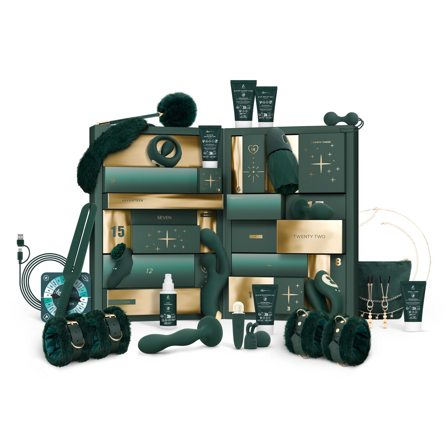 Adam & Eve : calendrier vert avec ses accessoires