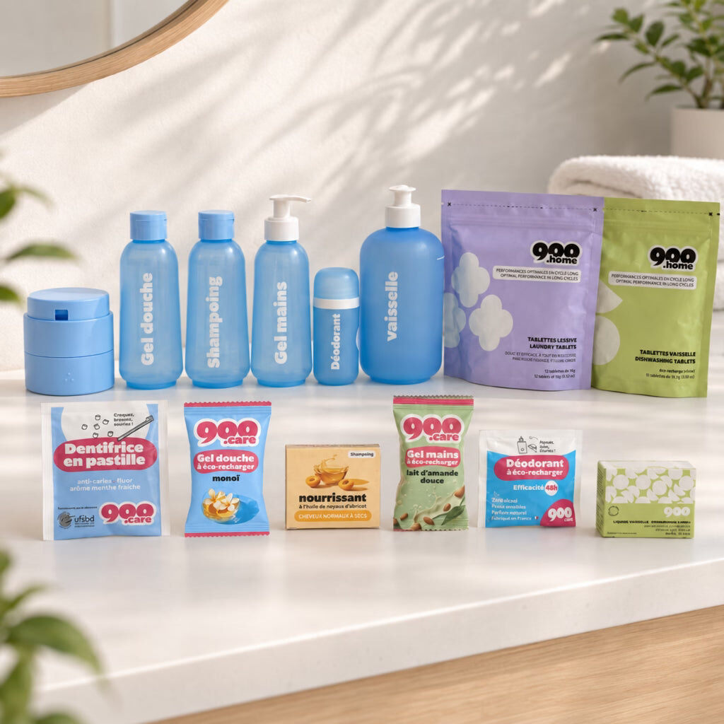 Flacons et recharges du Pack Intégral 900.care