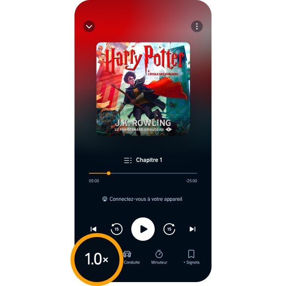 Réglage de la vitesse de lecture dans l'application Audible