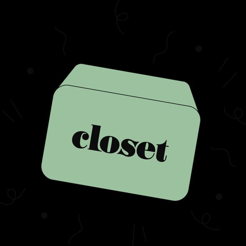 L’illustration de la box Le Closet, une boîte verte avec le logo closet