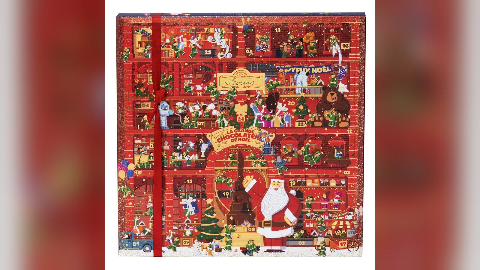 Le calendrier de l’Avent Jeff de Bruges La Chocolaterie du Père Noël, au décor rouge de grande chocolaterie