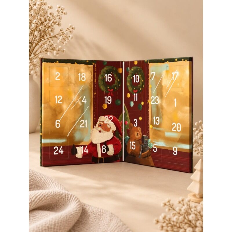Le calendrier de l’Avent Sioou version enfant ouvert, avec ses cases et son décor de Noël
