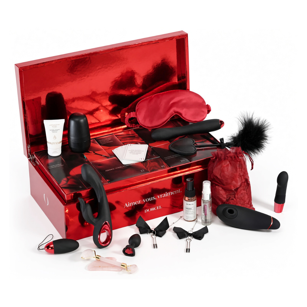 Dorcel Calendrier des Plaisirs : coffret rouge et sélection de produits