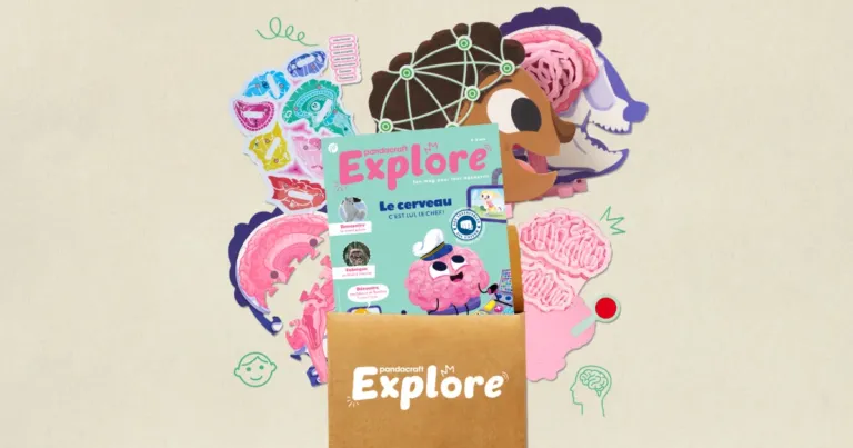 Le magazine Explore « Le cerveau » de Pandacraft posé sur sa boîte d’octobre 2026